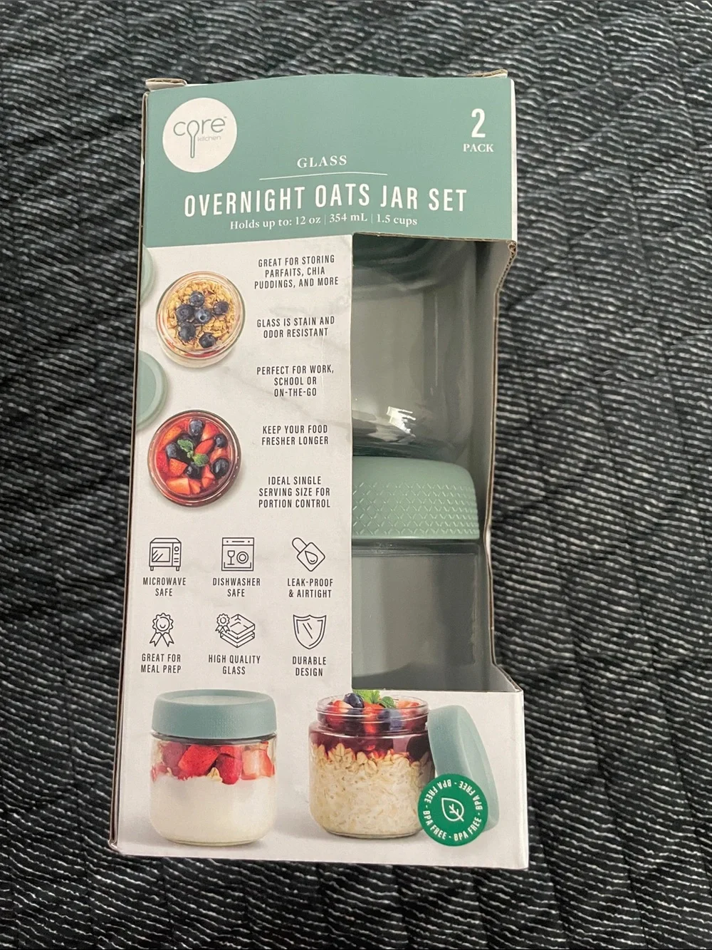 Tahari Purple 2-Piece Oil & Vinegar Dispenser & Core Overnight Oats Jar Set